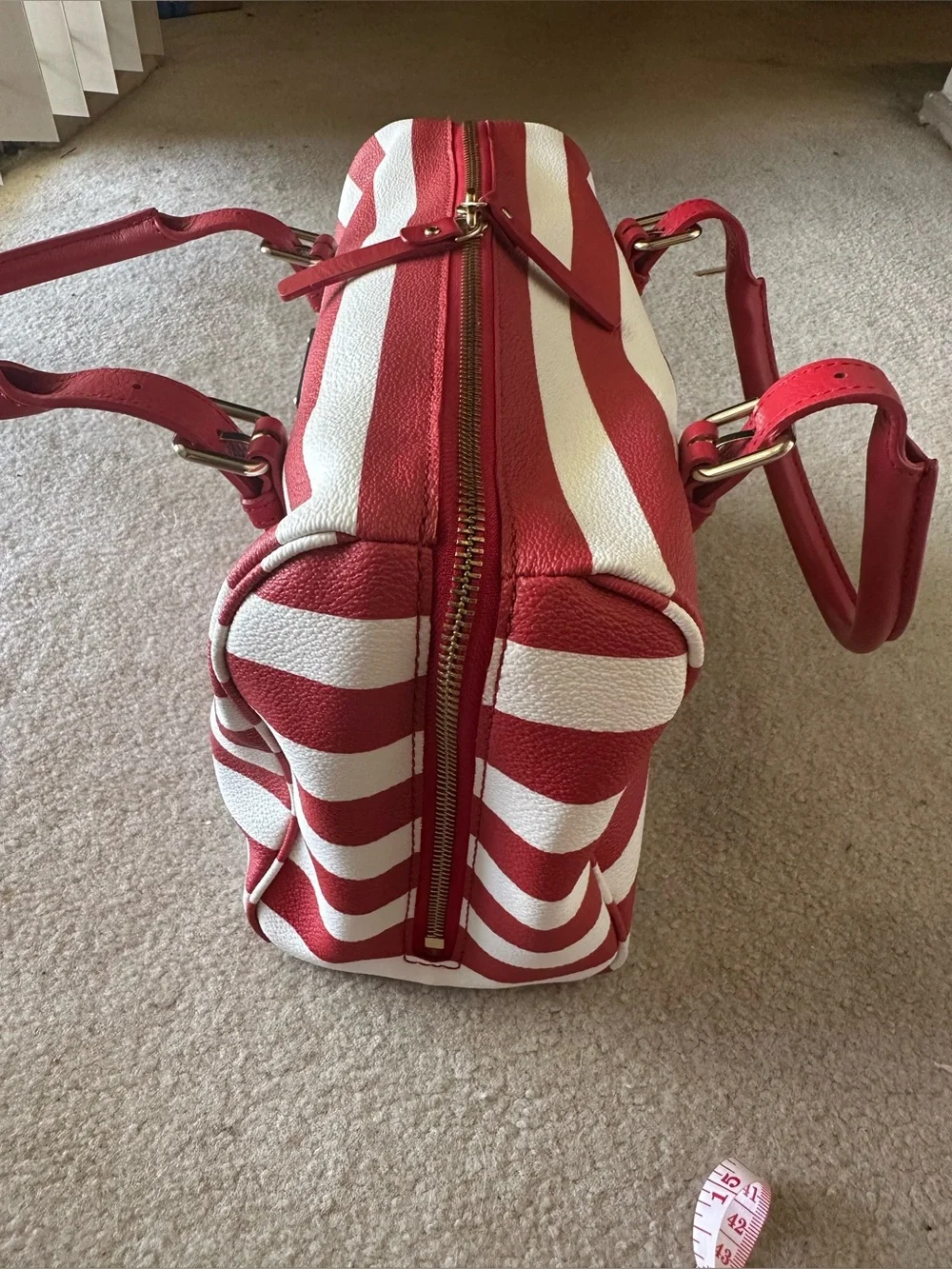 Kate Spade Kennywood Sidney satchel red and white stripe